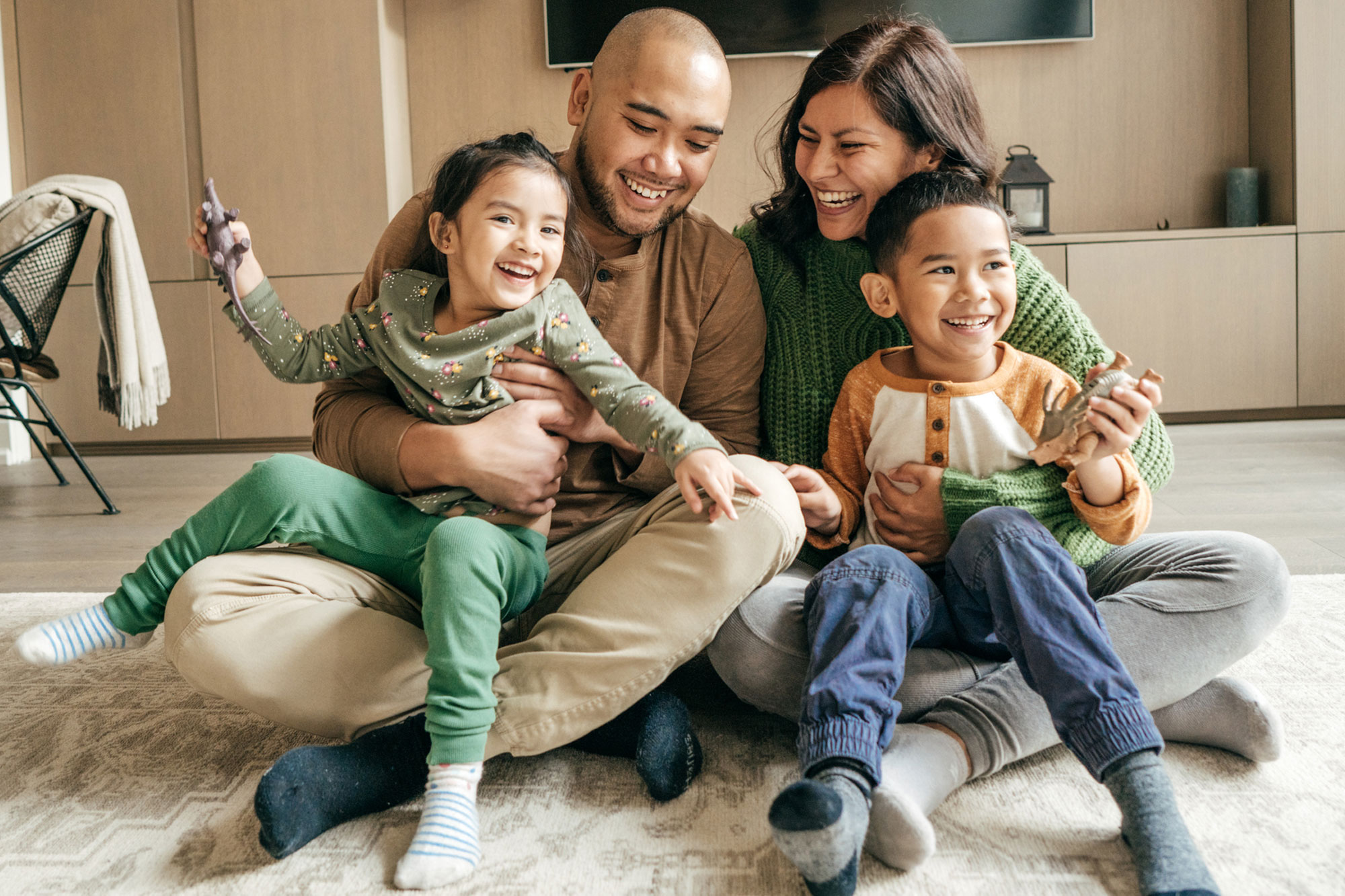 Family relaxing together at home